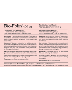 BIO-FOLIN 400MCG 180TABL