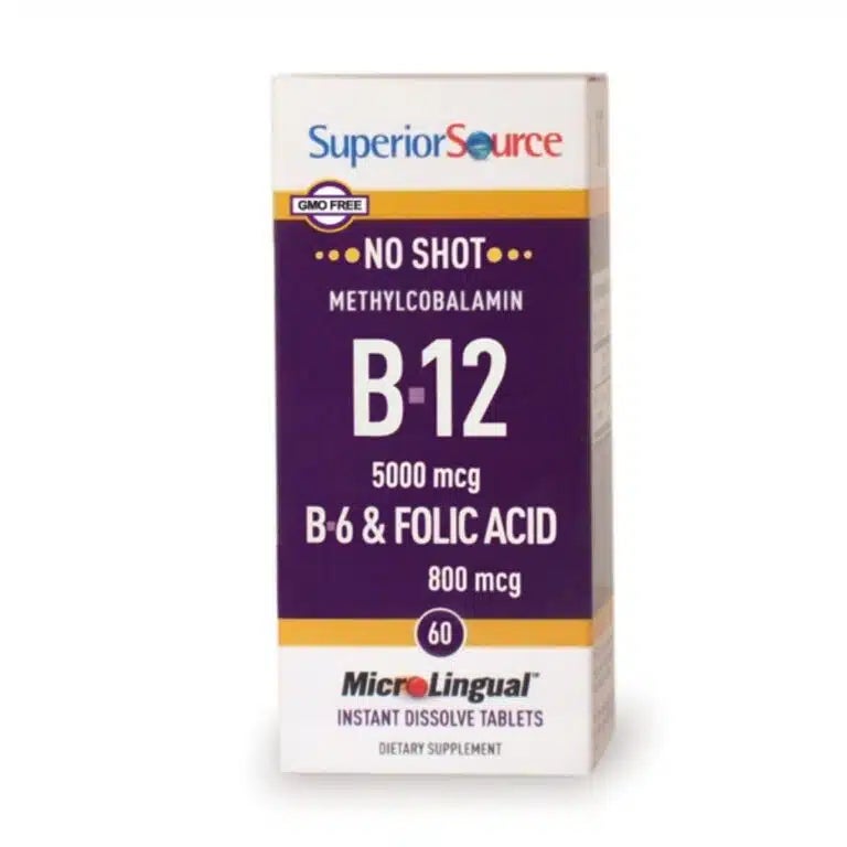 Superior Source B12-vitamin 5000&micro;g + B6 + Folic acid 800&micro;g